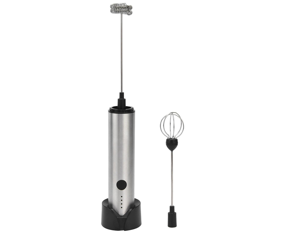 Stainless Steel Electric Milk Frother, Handheld Egg Beater, USB Charging, Mini Mixer