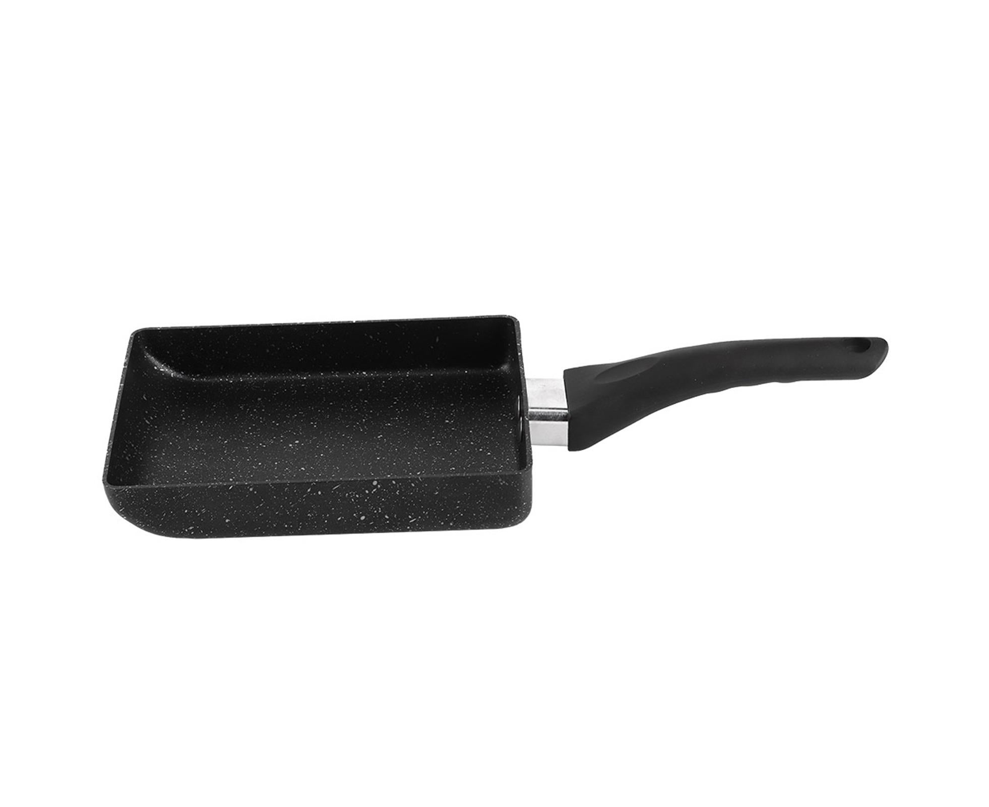 Tamagoyaki Rectangular Non-Stick Saucepan, Black Plastic Handle Omelet Frying Pan