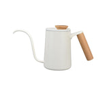 Stainless Steel Drip Coffee Pot, Long Gooseneck Spout Kettle, Tea Matte White, 600ml