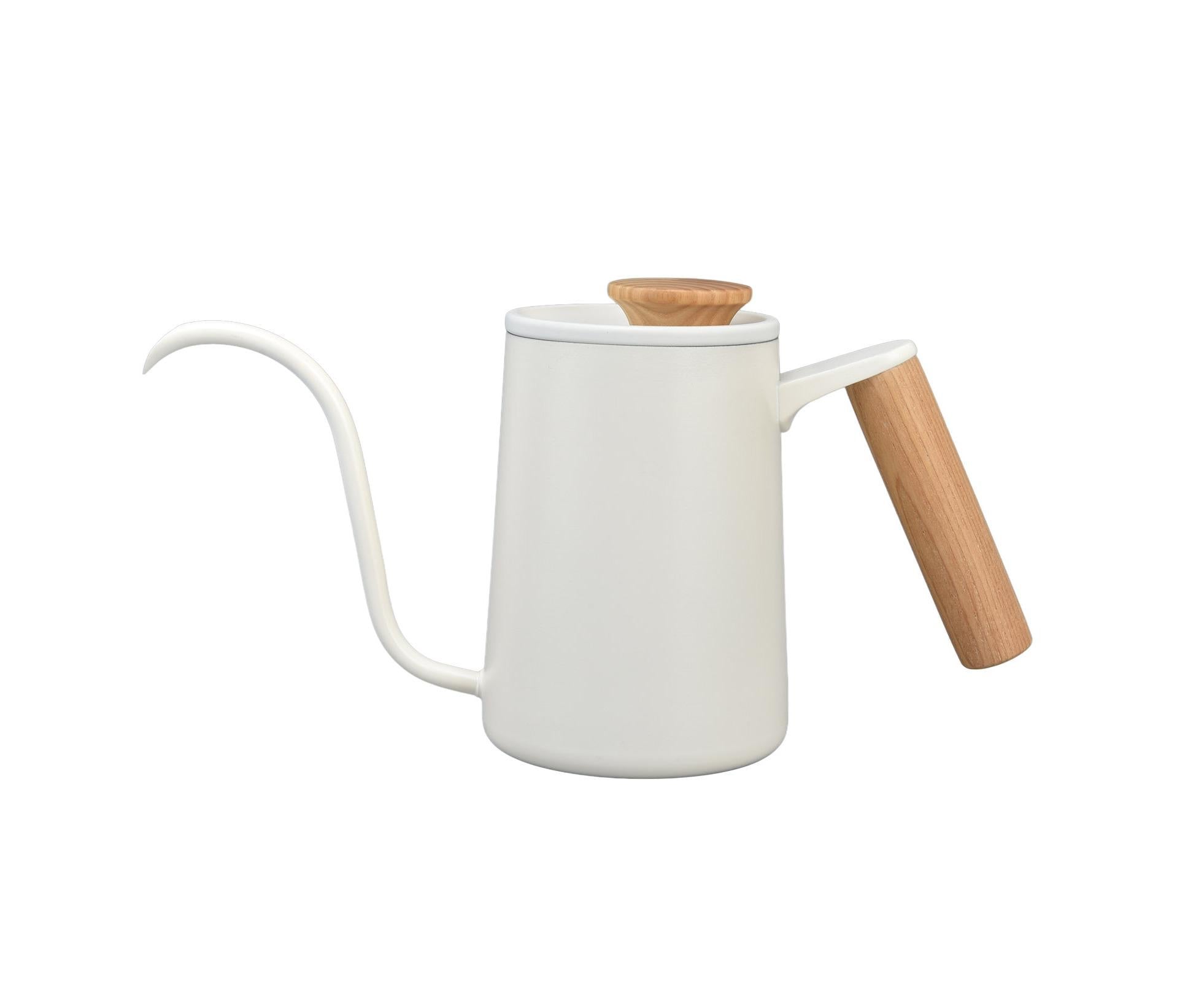 Stainless Steel Drip Coffee Pot, Long Gooseneck Spout Kettle, Tea Matte White, 600ml