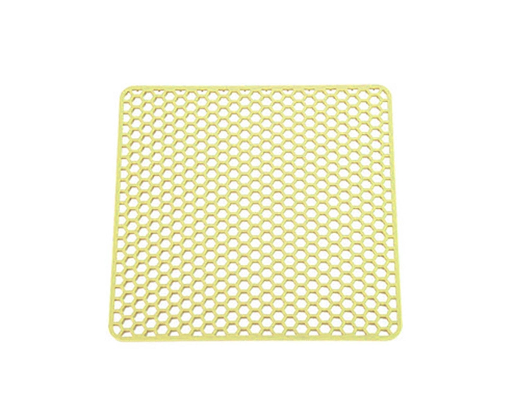 More Thicken Multi-use Drain Mat Silicone Stretchy Honeycombed Bowl Holding Mat for Home-Yellow M