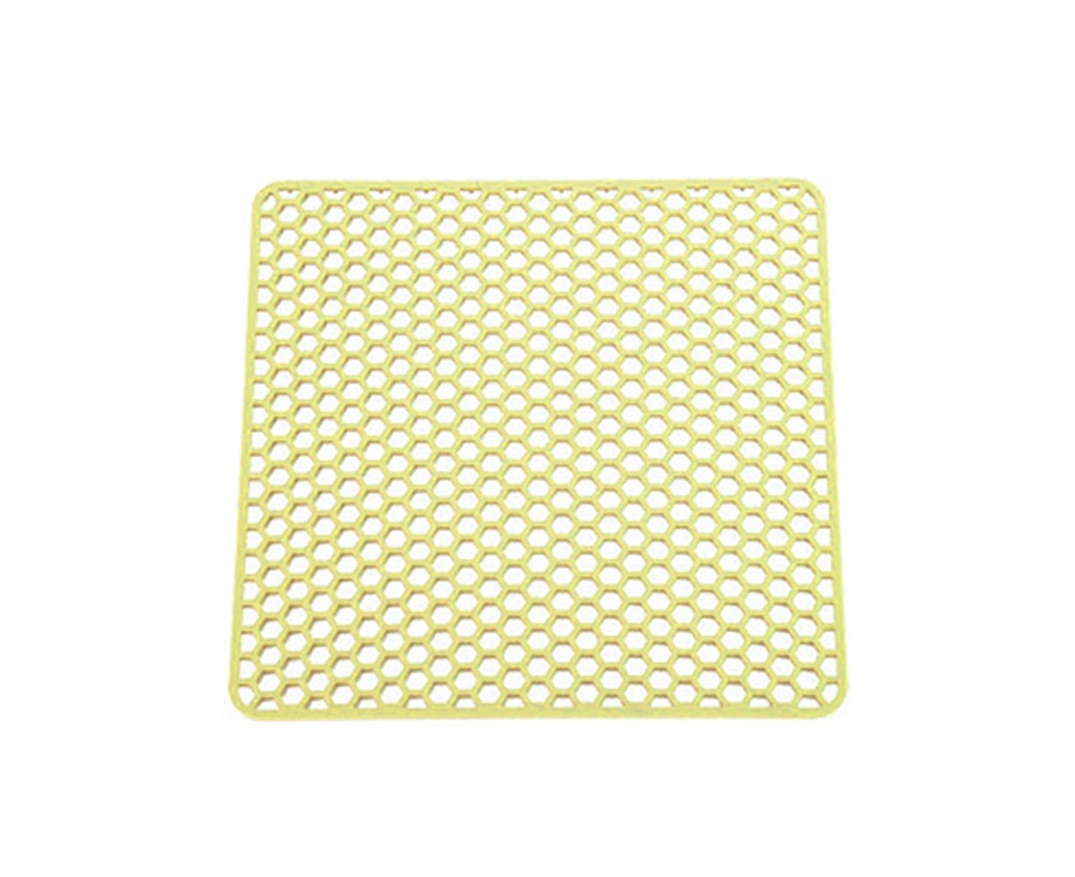 More Thicken Multi-use Drain Mat Silicone Stretchy Honeycombed Bowl Holding Mat for Home-Yellow M