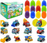 12Pcs Easter Eggs with Mini Pull-Back Cars, Stuffed Easter Eggs, for Boys and Girls