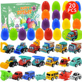 20Pcs Easter Eggs with Mini Pull-Back Cars, Stuffed Easter Eggs, for Boys and Girls