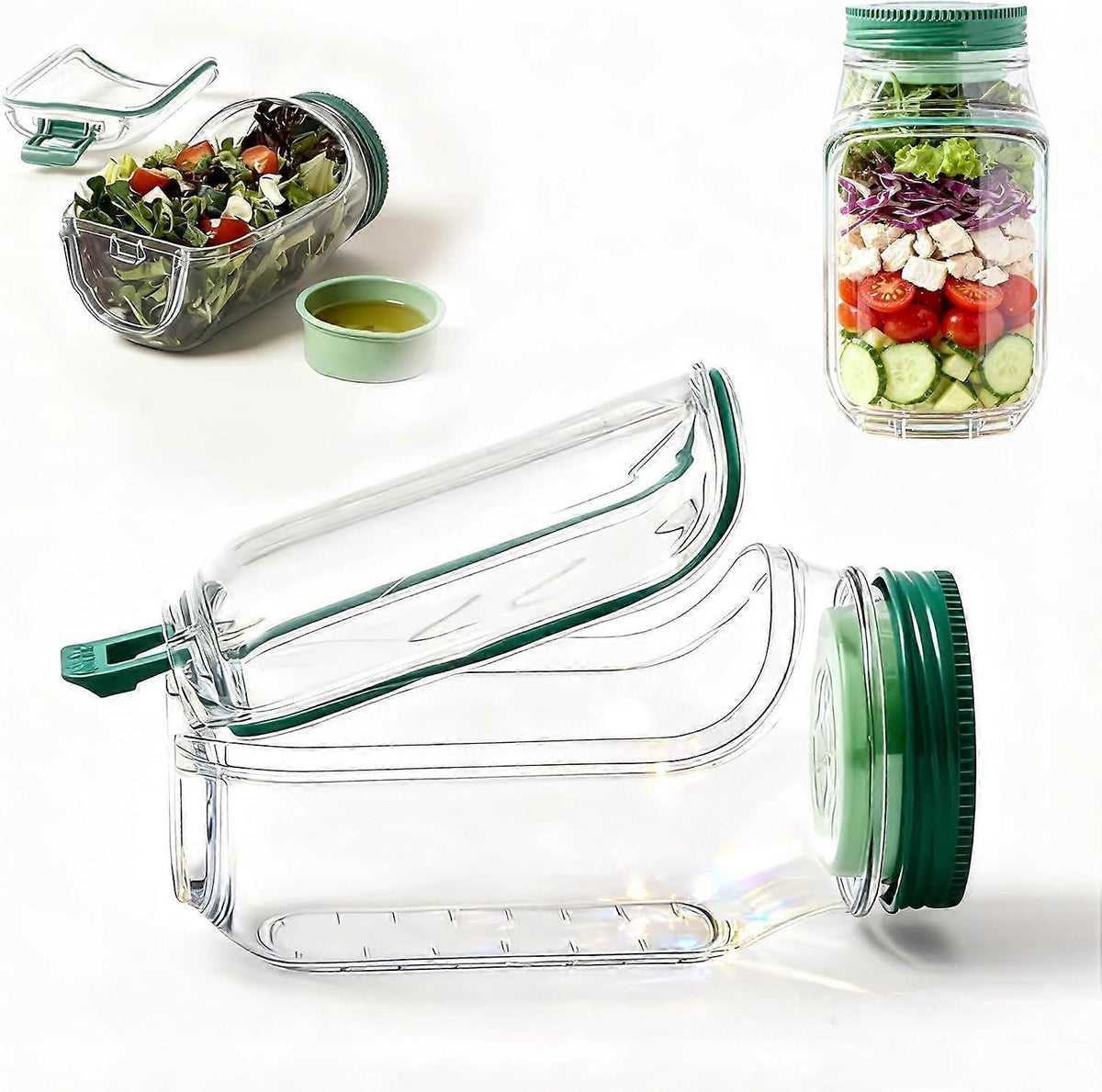 1pc Salad Pod Mason Jar Side Open Portable Salad Container with Lid for Travel