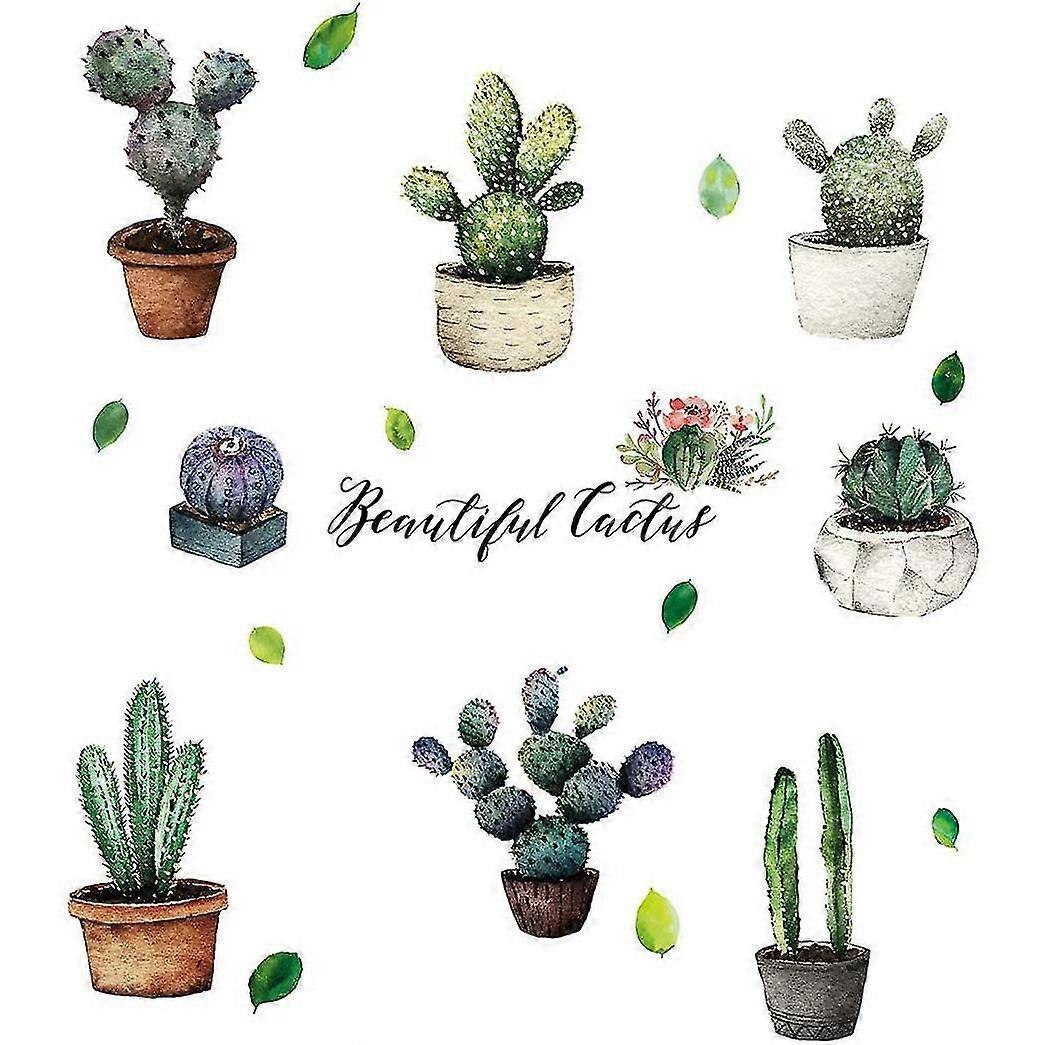 Cactus Potted Wall Stickers Personality Bedroom Dining Kitchen Wardrobe Decorative Wall Stickers(30x60cm)