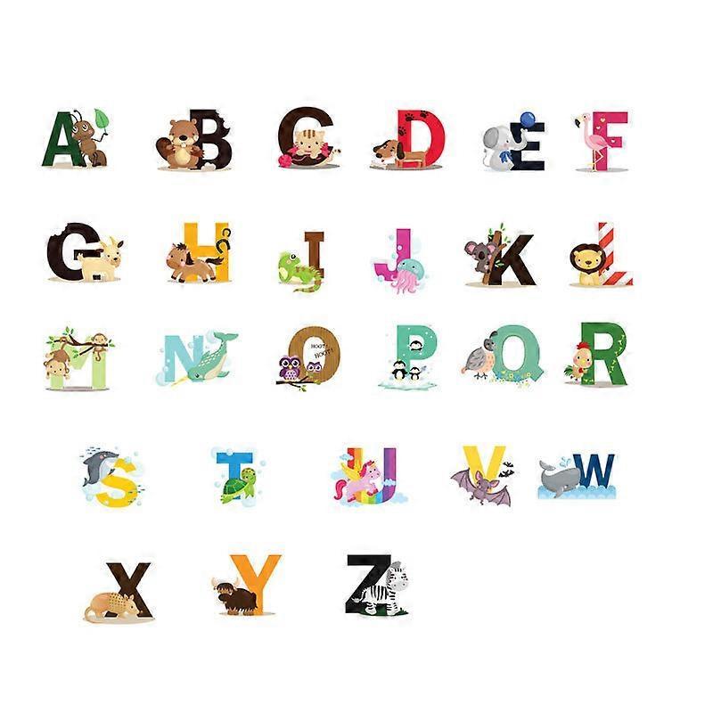 26 English letter stickers English words Cartoon animal wall stickers babies room stickers