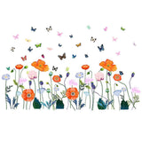 Fresh Flowers And Plants Wall Stickers Glass Window Stickers Colorful Butterfly Flowers Bedroom Living Room Decoration Stickers