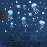Yomaido Glow In The Dark Stickers, 4 Pcs Wall Stickers For babies Room, Luminous Jellyfish And Stars Stickers, Glow In The Dark Stars Ceiling