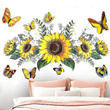 Sunflower Wall Stickers With 3d Butterfly Wall Sticker,sunflower Wall Stickers,wall Stickers For Bedroom
