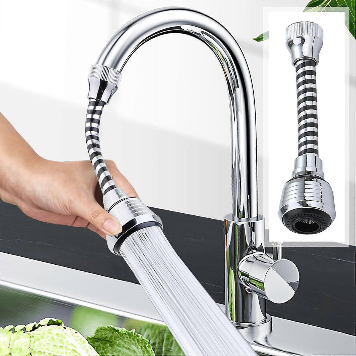 1PCS 360 Degree Flexible Kitchen Faucet Sprayer, Faucet Nozzle, Kitchen Faucet Head Replacement, Sink Hose Accessory for Faucet