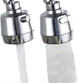 Chrome faucet sprayer attachment with a flexible neck and two spray modes.