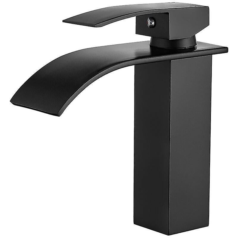 Bathroom Faucet,Sink Faucet with Cold & Hot Water Available,Modern Waterfall Design Sink Faucet,Durable Black Copper Valve Body Design