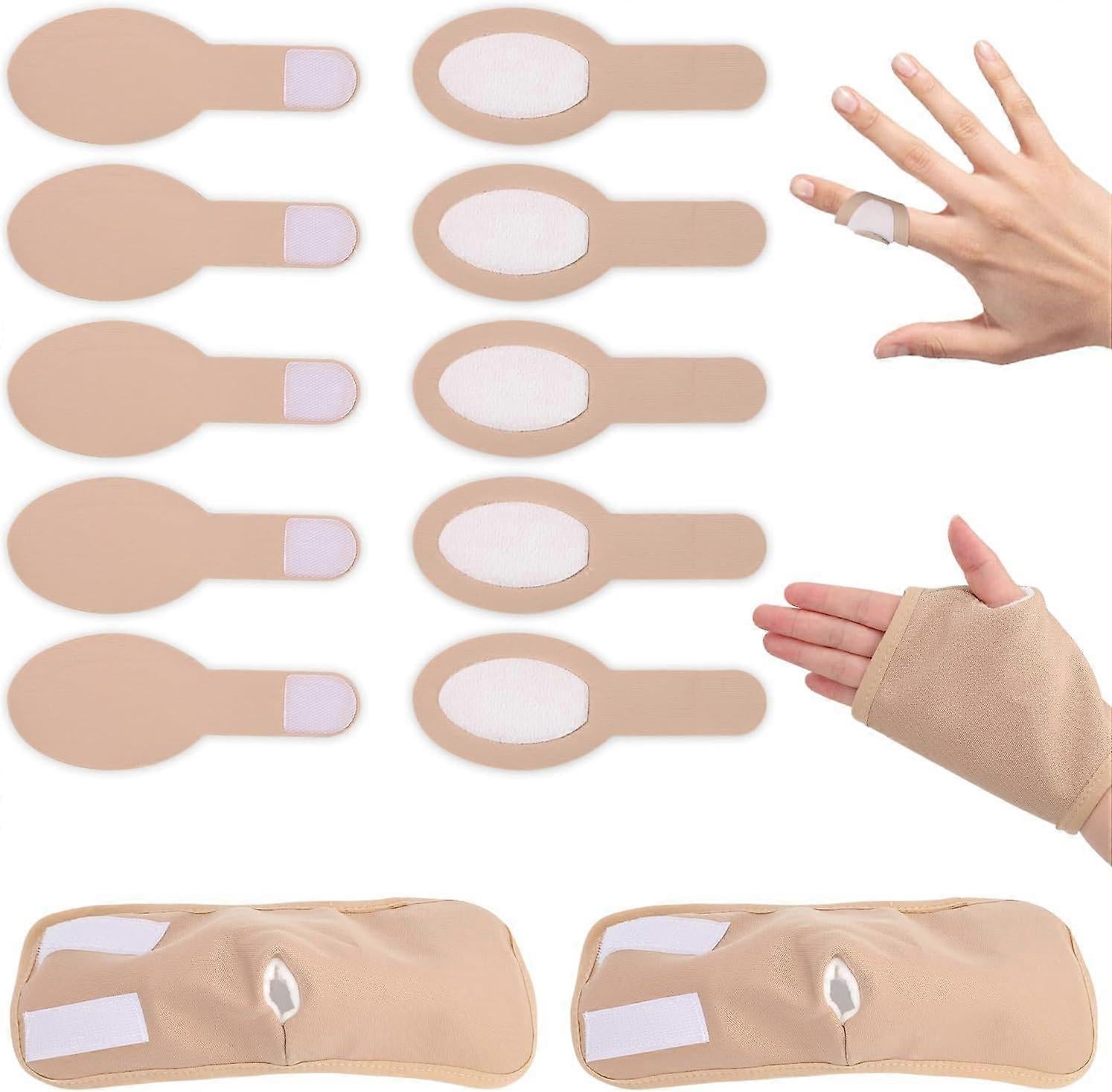 10pcs Castor Oil Finger Wraps & 2pcs Castor Oil Pack for Hands, Soft Cotton