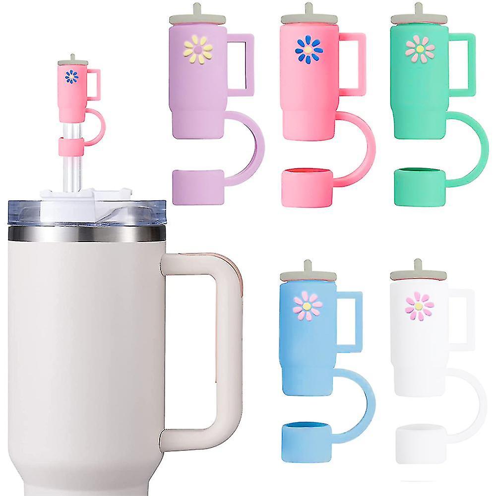 5 pcs/set Stanley Cup Straw Lids, Stanley 30 & 40 Ounce Glass Cups with Handles Silicone Straw Top Lids, Stanley Cup Accessories