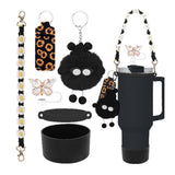 6pcs Cute Accessories Set for 20/30/40oz Tumbler Stanley Cup, Water Bottle Handle Strap, Siliocne Straw Cover and Plush Charms for Girls