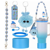 6pcs Cute Accessories Set for 20/30/40oz Tumbler Stanley Cup, Water Bottle Handle Strap, Siliocne Straw Cover and Plush Charms for Girls