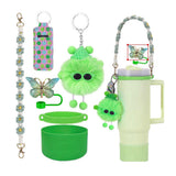 6pcs Cute Accessories Set for 20/30/40oz Tumbler Stanley Cup, Water Bottle Handle Strap, Siliocne Straw Cover and Plush Charms for Girls