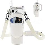 Water Bottle Carrier Bag with Phone Pocket for Stanley Cup 40 oz, Water Bottle Holder with Adjustable Strap& Straw Cover, Stanley Cup Accessories