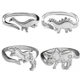 Dinosaur Rings, 4pcs Cute Dinosaur Adjustable Rings, Dinosaur Ornament, Animal Jewelry, Jurassic Era Dinosaur