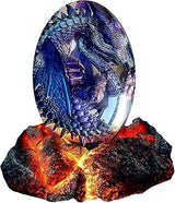 Dragons Egg, Crystal Lava Dragon Egg with Luminous Base, Handmade Sculpture Dragon Eggs Resin Orname