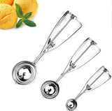 3 Pack Stainless Steel Ice Cream Scoops with Trigger Release