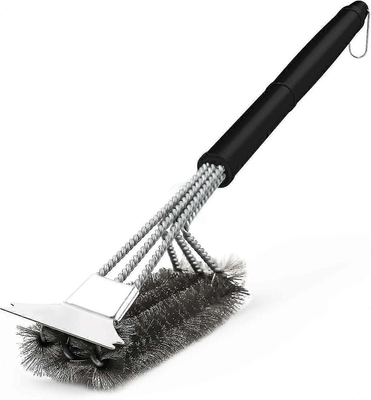 3-In-1 BBQ Grill Brush with Stainless Steel Bristles & Scraper - 45cm
