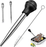 4pcs Stainless Steel Turkey Baster Syringe for Cooking