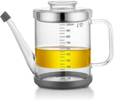 Heat-Resistant Glass Oil Dispenser with Stainless Steel Strainer