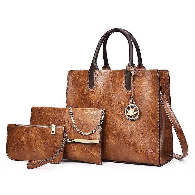 Leather Tote Bags 3-Piece Set Women's Tote + Shoulder Strap + Coin Purse