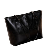 Women's Leather Tote Bag Cowhide Shoulder Bag or Handbag - Black