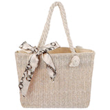 Women's Woven Tote Bag Large Beach Handbag Beige Woven Tote