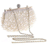 Evening Wedding Clutch Pearl Handbag Small White Purse Bridesmaid Bag