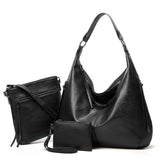 Women's Soft Leather Tote Bags 3pcs Fashion Handbag Wallet Shoulder Purse Set