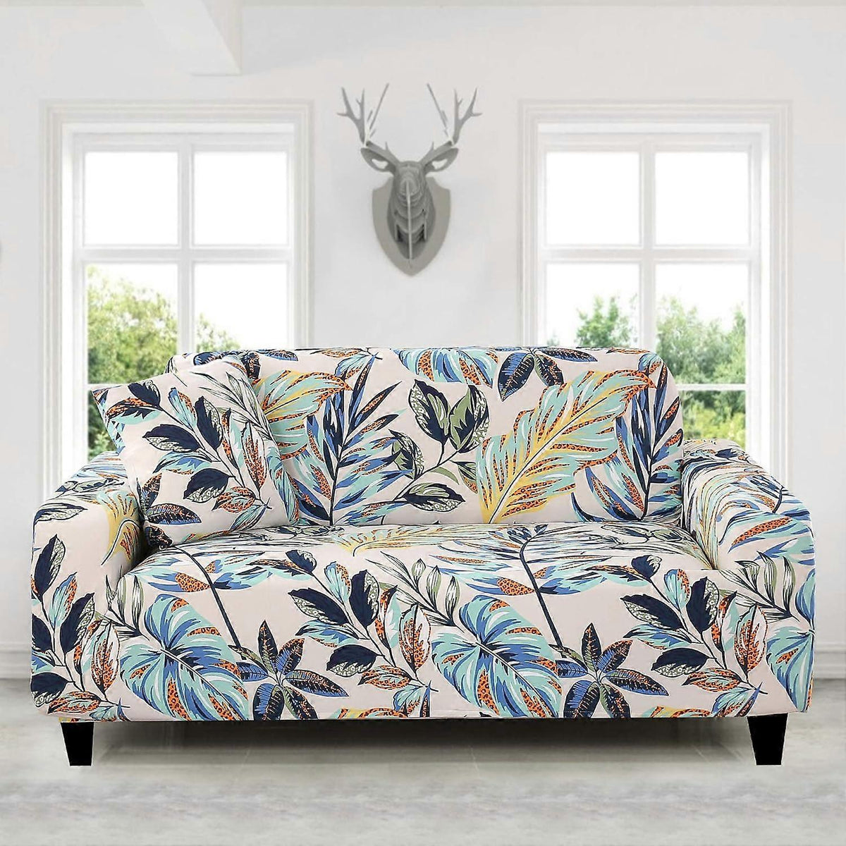 2 Seater Stretch Sofa Cover with 1 Cushion Cover Universal Fit 145-180cm