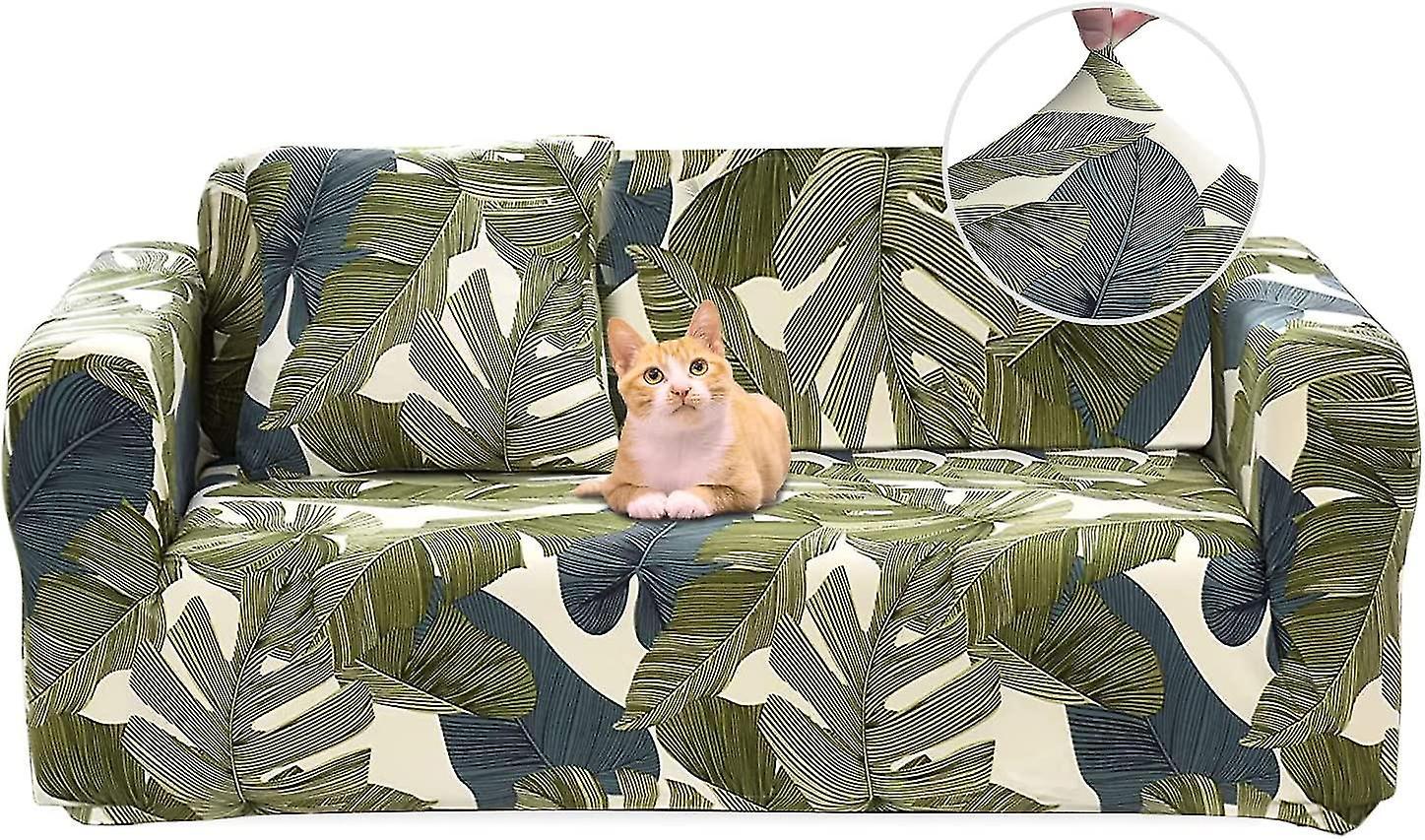 2 Seater Sofa Cover Elastic Spandex Sofa Cover with Armrests - Green 145-185cm