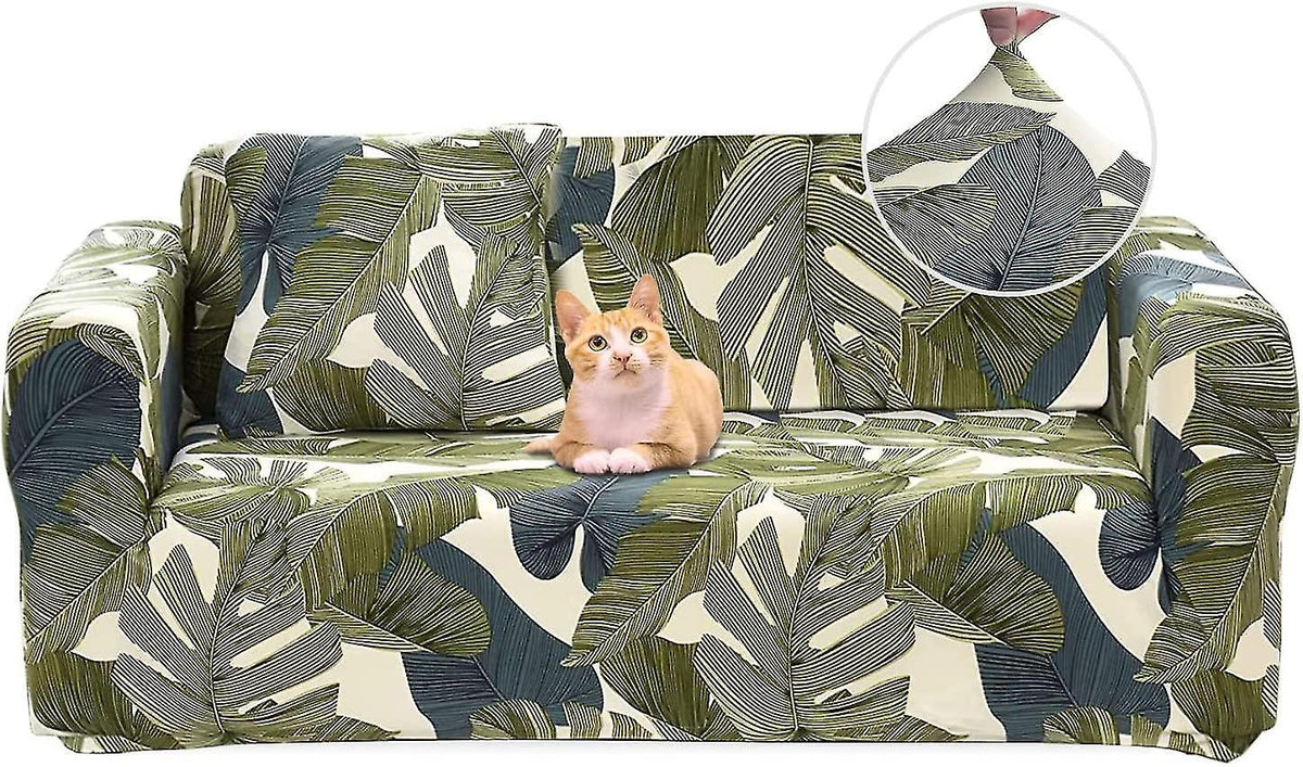 2 Seater Sofa Cover Elastic Spandex Sofa Cover with Armrests - Green 145-185cm