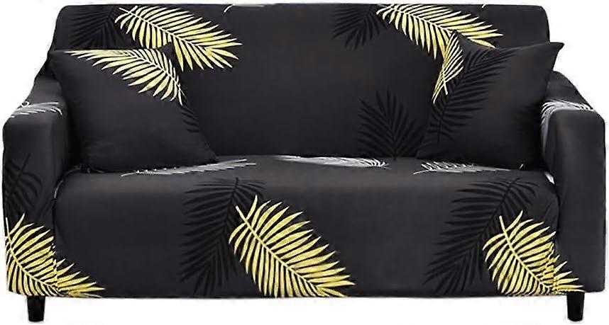 3 Seater Stretch Sofa Cover with Armrests Gold Leaf Print Design 185-230cm