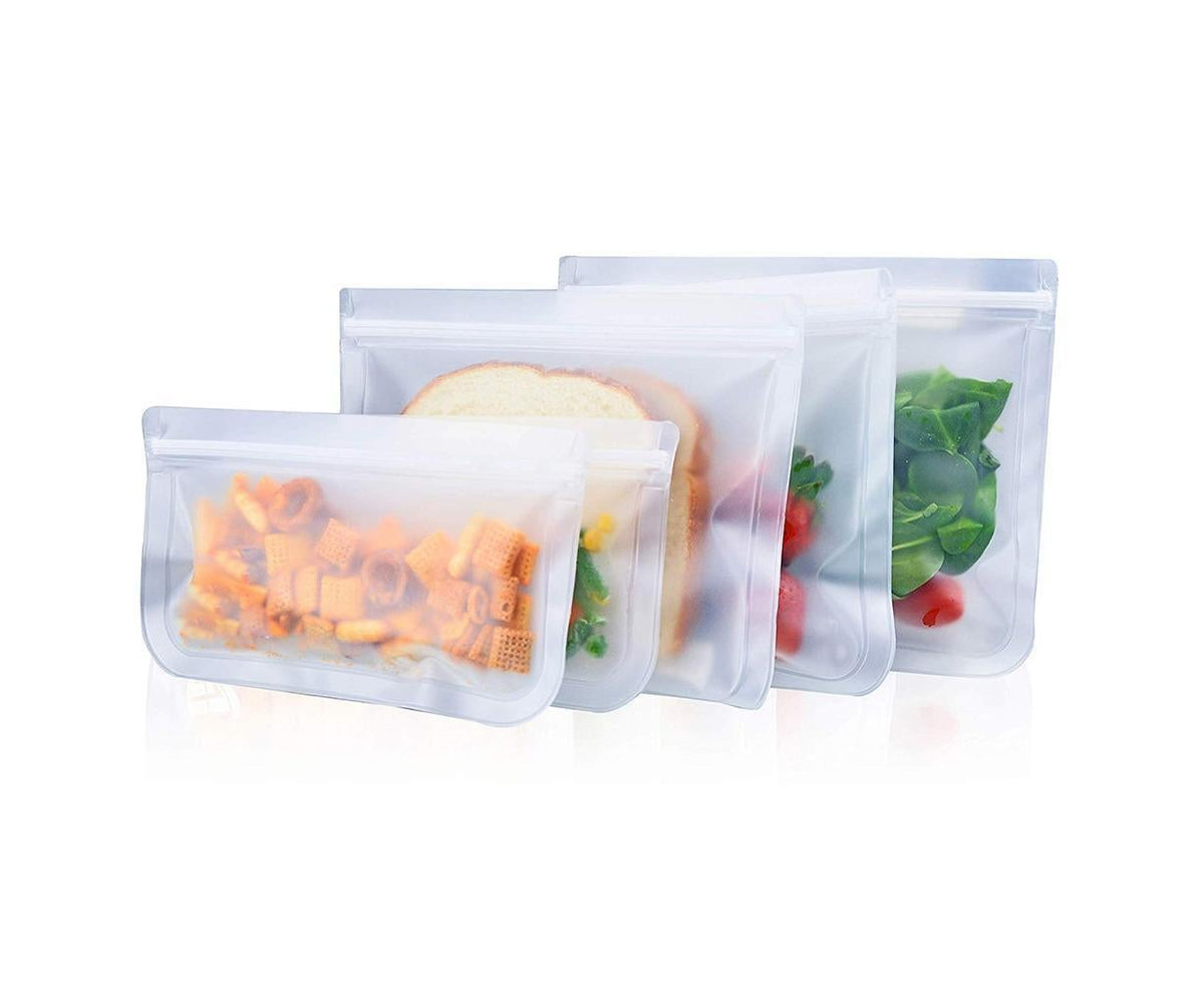 5Pcs Reusable Frosted Self Sealed Sandwiches Food Freezer Storage Bag Organizer