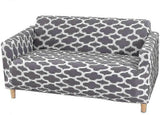 2 Seater Printed Stretch Sofa Cover Furniture Protector - Grey 145-185cm
