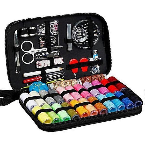 98pcs Sewing Kit - Multi-Color Threads, Needles, Scissors, Tape & Splitter