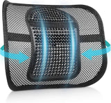 Mesh Lumbar Support - Breathable Back Cushion with Elastic Straps for Chair or Car