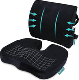 Memory Foam Seat & Back Cushion Set - Ergonomic Support for Car or Office Chairs
