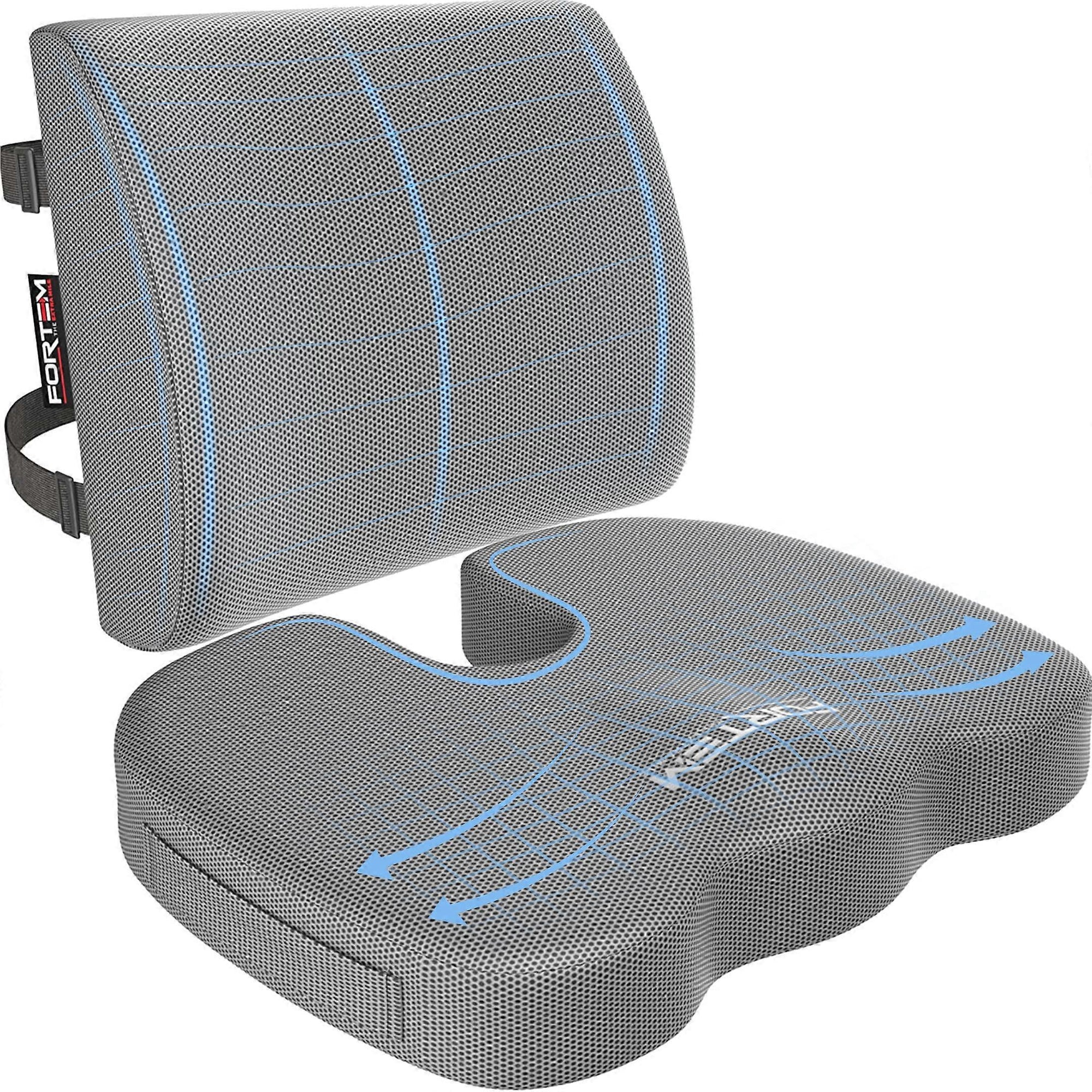 Orthopedic Seat Cushion - Memory Foam Lumbar Support for Office Chair & Car