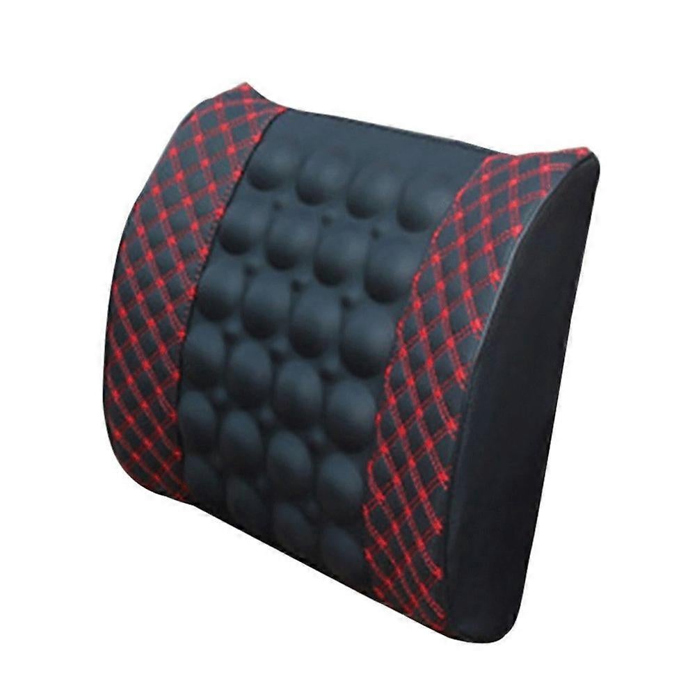 Electric Massage Lumbar Cushion - DC12V Waist Support Pad (Black & Red)