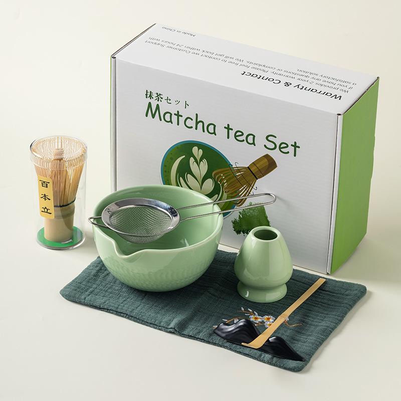 6pcs Matcha Whisk Set - Traditional Bowl, Teaspoon, Portable Sifter