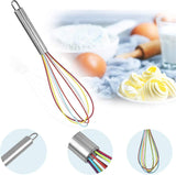 Professional Silicone Whisk Set - 3pcs Stainless Steel Handle Hand Whisk for Kitchen