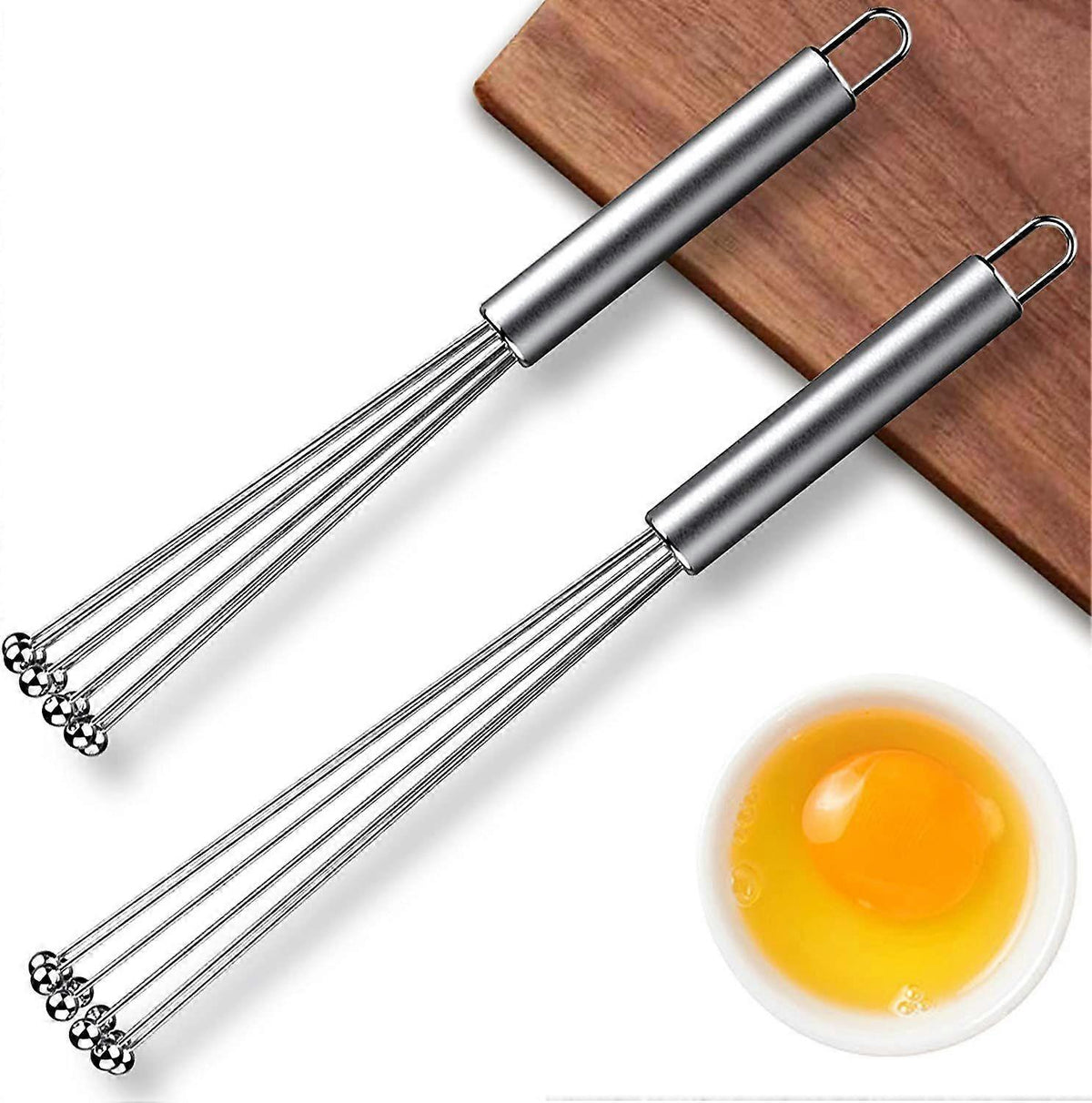 2pcs Stainless Steel Ball Whisk Set - Hand Whisks for Cooking and Mixing