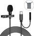 Type-C Lavalier Microphone - Clip-on Mic with Monitoring Interface for Phone