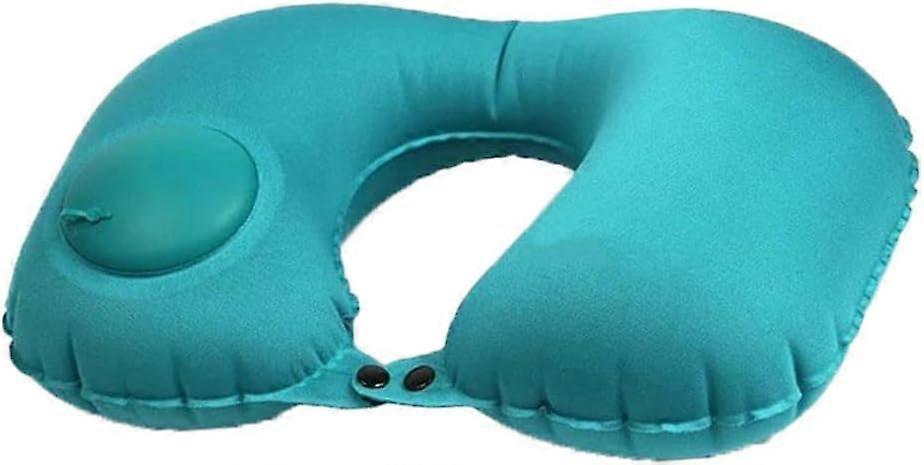 U-Shaped Inflatable Travel Neck Pillow - Soft Velvet Air Pillow for Flights,Car,Office
